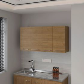 Natural Oak Wall Cabinet Kitchen in Melamine with 4-Door