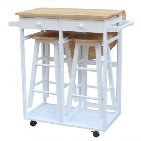 Semicircle Solid Wood Folding Dining Cart with 2 Free Stools burlywood Replacement code: 32534704