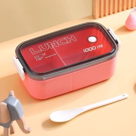 Lunch Box Microwavable Bento Box Food Container Dinnerware Lunchbox For Kids Student Office Sealed Leak-proof Portable Boxes (Lunch Box Capacity: 1000ml, Color: pink)