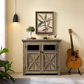 2 Doors Cabinet Large Buffet Sideboard Cabinet (Color: Gray Wash, Material: MDF)