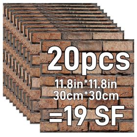 20pcs self-adhesive wall tile stickers, light brown and dark brown, bathroom wall decoration wallpaper, kitchen DIY peeling tile stickers, 30x30 (number: 20pcs-19 SF)